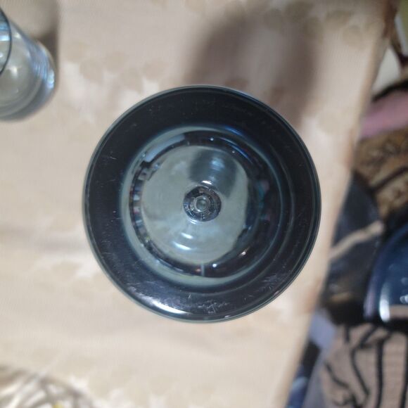 VTG Krosno Poland Blue Blown Glass Decanter Tumble Up Bedside Carafe Bubble MCM - Picture 7 of 16